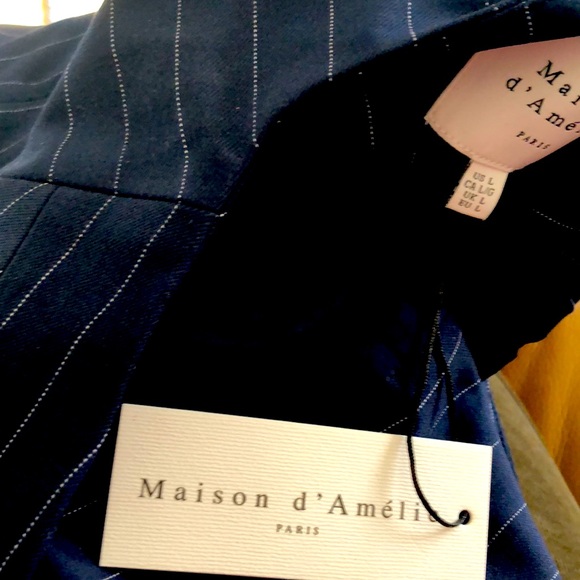 NWOT - Maison D’Amelie Paris (L) Dressy Striped Suit vest button down - Picture 3 of 11
